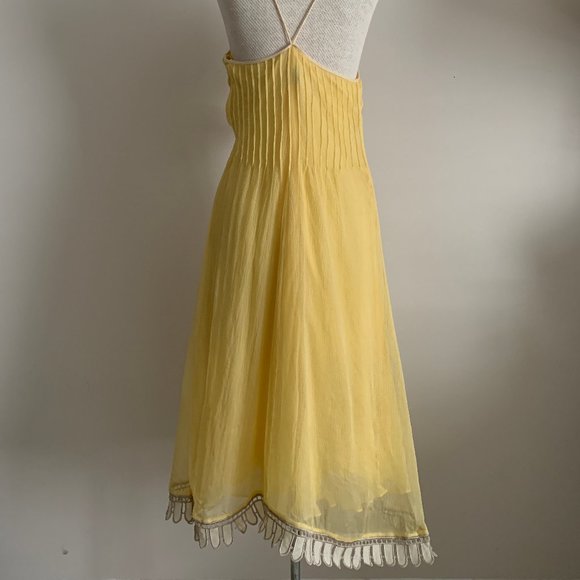 Embroidered, Yellow Silver Silk Dress - Picture 5 of 7